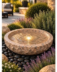Rosara Pink Granite 45cm Babbling Bowl Water Feature