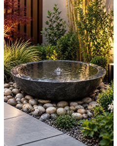 Rosara Black Limestone 72cm Polished Babbling Bowl Water Feature