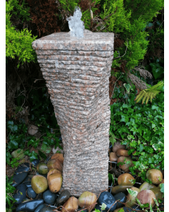 Malone Pink Granite 80cm Chiselled Twist Water Feature