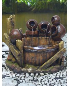 Pouring Pots on Barrel Water Feature