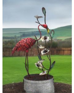 Metal Flamingo Water Feature