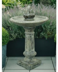 Solar Finial on Pillar Bird Bath