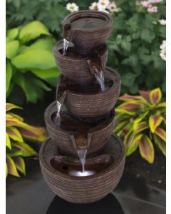 Solar Brown Bowls Water Feature