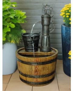 Solar Barrel with Pump Water Feature