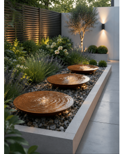 Rosara Corten Steel 60cm Bowl Trio Fountain