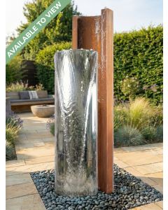 Serio Doppio Polished & Corten Steel C Shaped Water Features