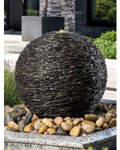 Solar Monara Slate 50cm Cascading Sphere Water Feature