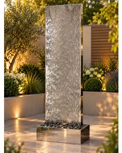 Staffora XL Polished Steel 2m Wall and Base Water Feature