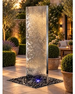 Staffora XL Polished Steel 1.8m Wall Water Feature