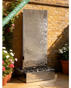 Staffora Polished Steel 1.42m Wall and Base Water Feature