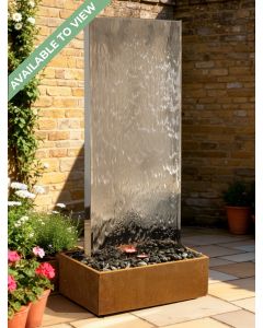 Staffora Stainless Steel 1.42m Wall and Corten Base Water Feature