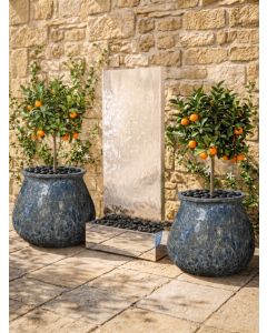 Staffora Polished Steel 1.42m Water Wall & Santorini Planter Set