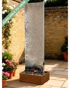 Staffora XL Stainless Steel 2m Wall and Corten Base Water Feature