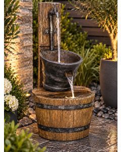 Tap on Post with Barrel Water Feature