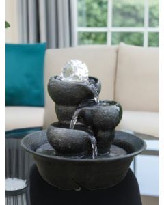 Malino Three Bowls Crystal Ball Table Top Indoor Water Feature