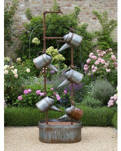 Metal Tap and Watering Cans Water Feature