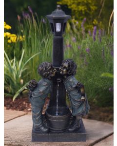 Kissing Boy & Girl at Lamp Water Feature