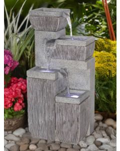 Four Bowl Textured Granite Water Feature
