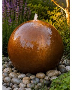 Solar Aterno 58cm Corten Steel Sphere Water Feature