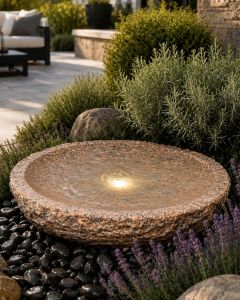 Rosara Pink Granite 45cm Babbling Bowl Water Feature