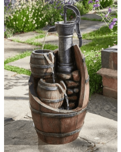 Solar Whisky Barrels Water Feature