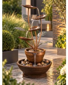 Solar York Copper Cascade Water Feature