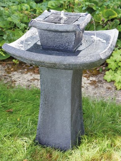 Solar Pagoda Bird Bath Water Feature