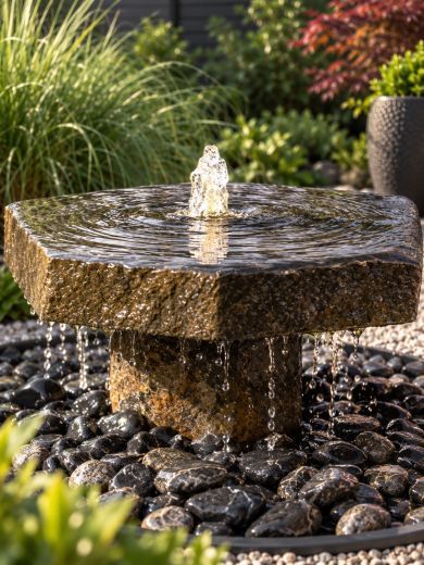 Miren Basalt Slab Fountain with Plinth Water Feature