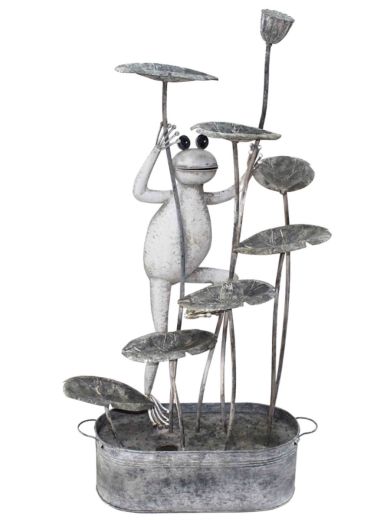 Metal Frog on Lily Pads Water Feature