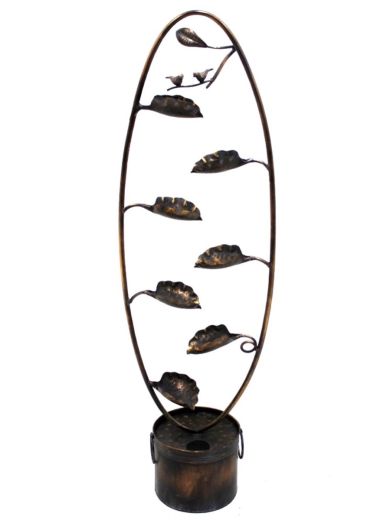 Metal Birds on Leaves Water Feature