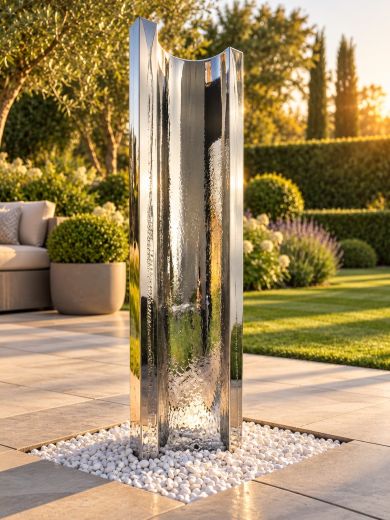 Serio Polished Steel 1.2m C Shaped Water Feature 