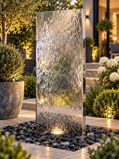 Staffora Polished Steel 1.2m Wall Water Feature