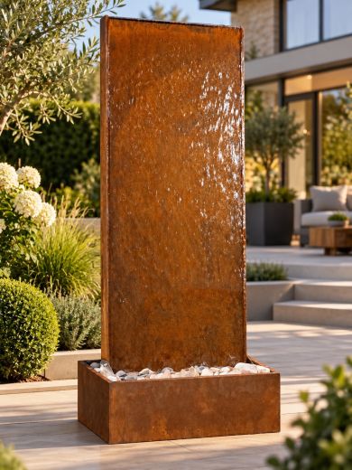 Staffora Corten Steel 1.42m Wall and Base Water Feature 