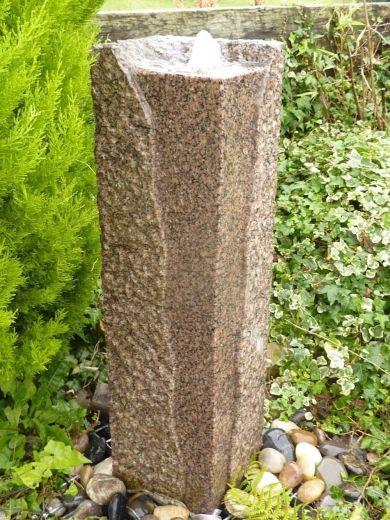 Rustic Pink Granite 65cm Column Water Feature