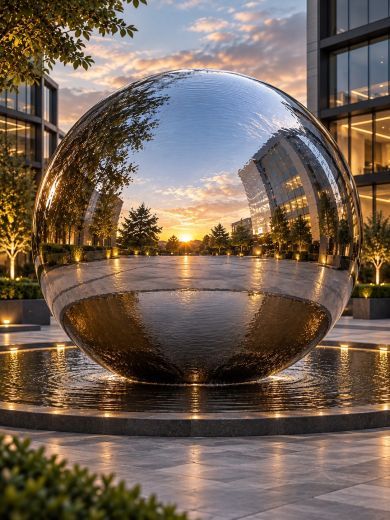 Aterno 400cm Polished Steel Sphere Water Feature