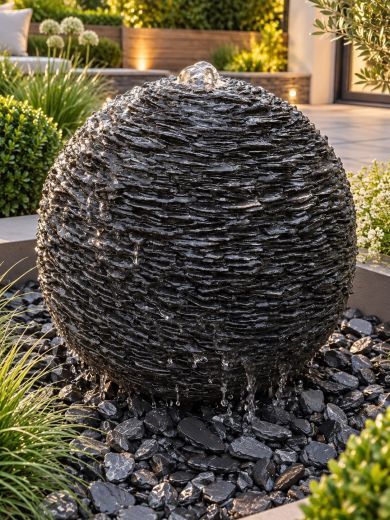 Monara Slate 50cm Cascading Sphere Water Feature