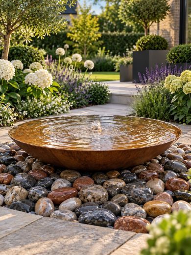 Solar Rosara Corten Steel 60cm Bowl Fountain