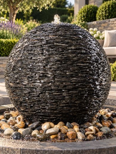 Monara Slate 70cm Cascading Sphere Water Feature