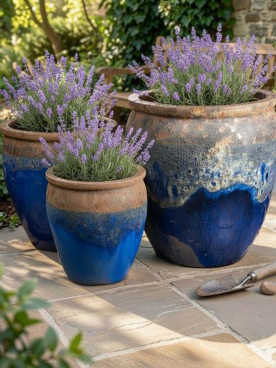 Cerulean Drip Trio XL Planters