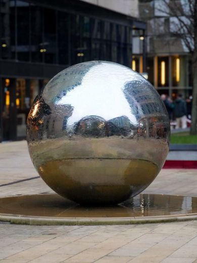 Aterno 150cm Polished Steel Sphere Water Feature