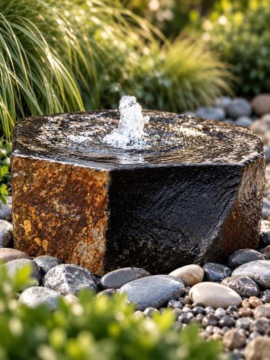 Caldera Babbling Basalt Polished Dished Top Column Water Feature