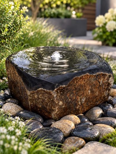Miren Babbling Basalt Boulder Water Feature