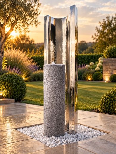 Serio Granito Steel C & Granite Column 1.2m Water Feature