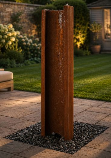 Serio Corten Steel 1.5m C Shaped Water Feature