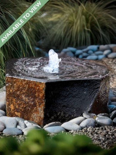 Caldera Babbling Basalt Polished Dished Top Column Water Feature