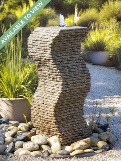 Cascading Wave Beige Granite Water Feature
