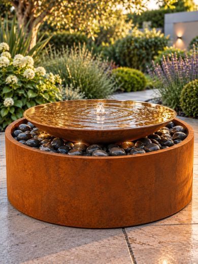 Rosara Corten Steel 60cm Patio Water Feature