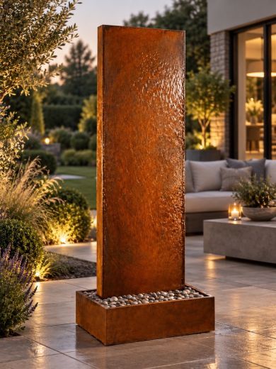Staffora Corten Steel 2m Wall and Base Water Feature