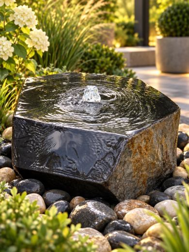 Miren Basalt Carved Crystal Water Feature