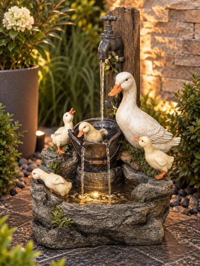 Solar Duck Family at Tap Water Feature